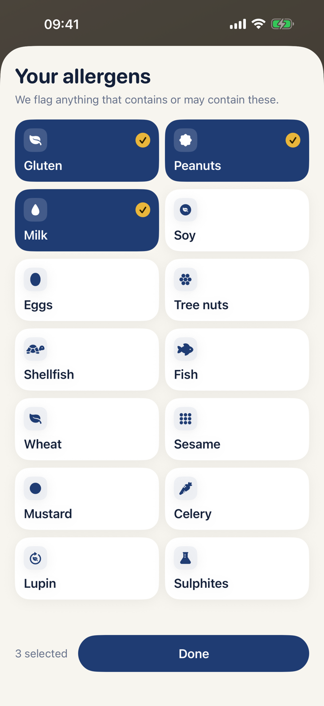 Choosing your allergens